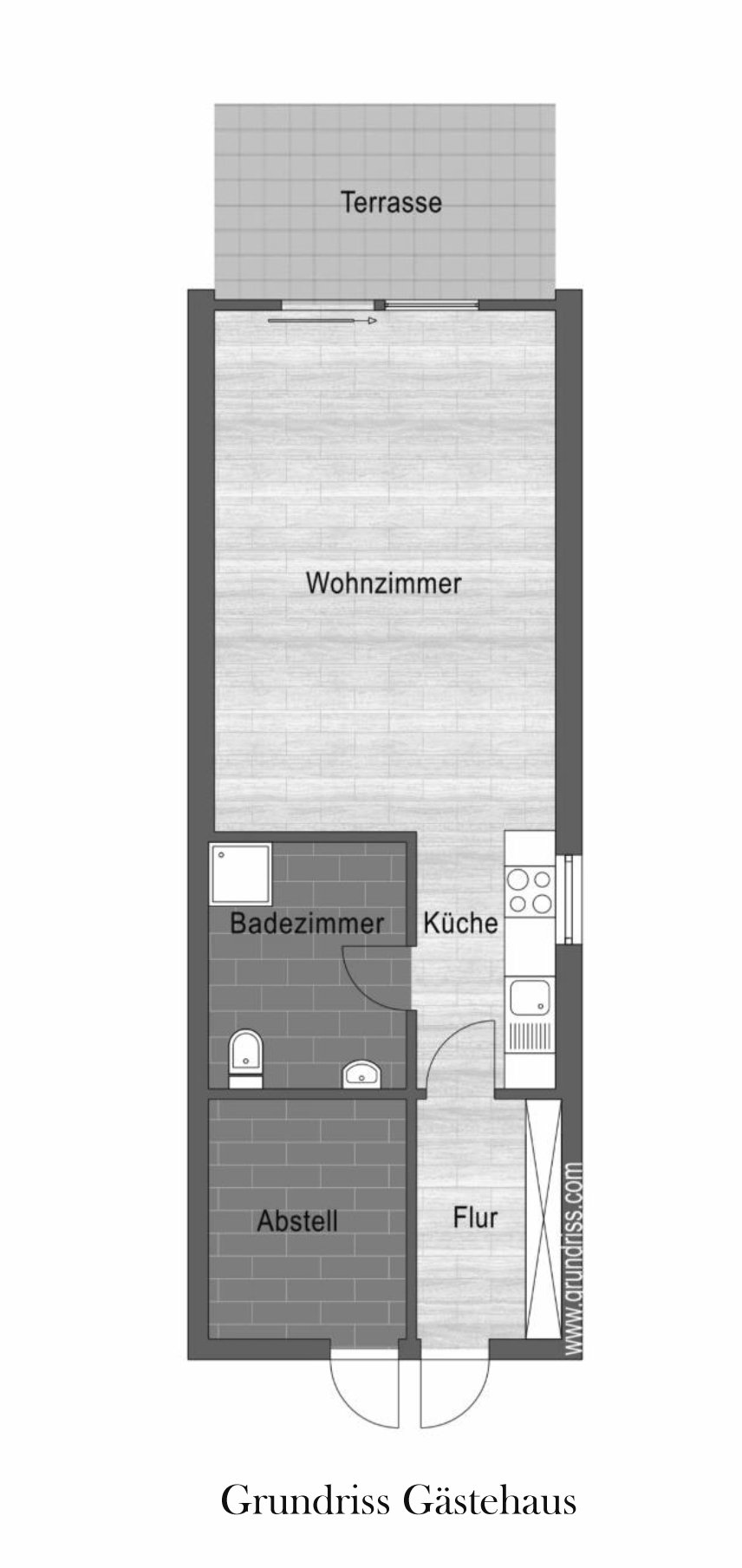Grundriss des Gästehauses am Großen Zug, ca. 57 m²